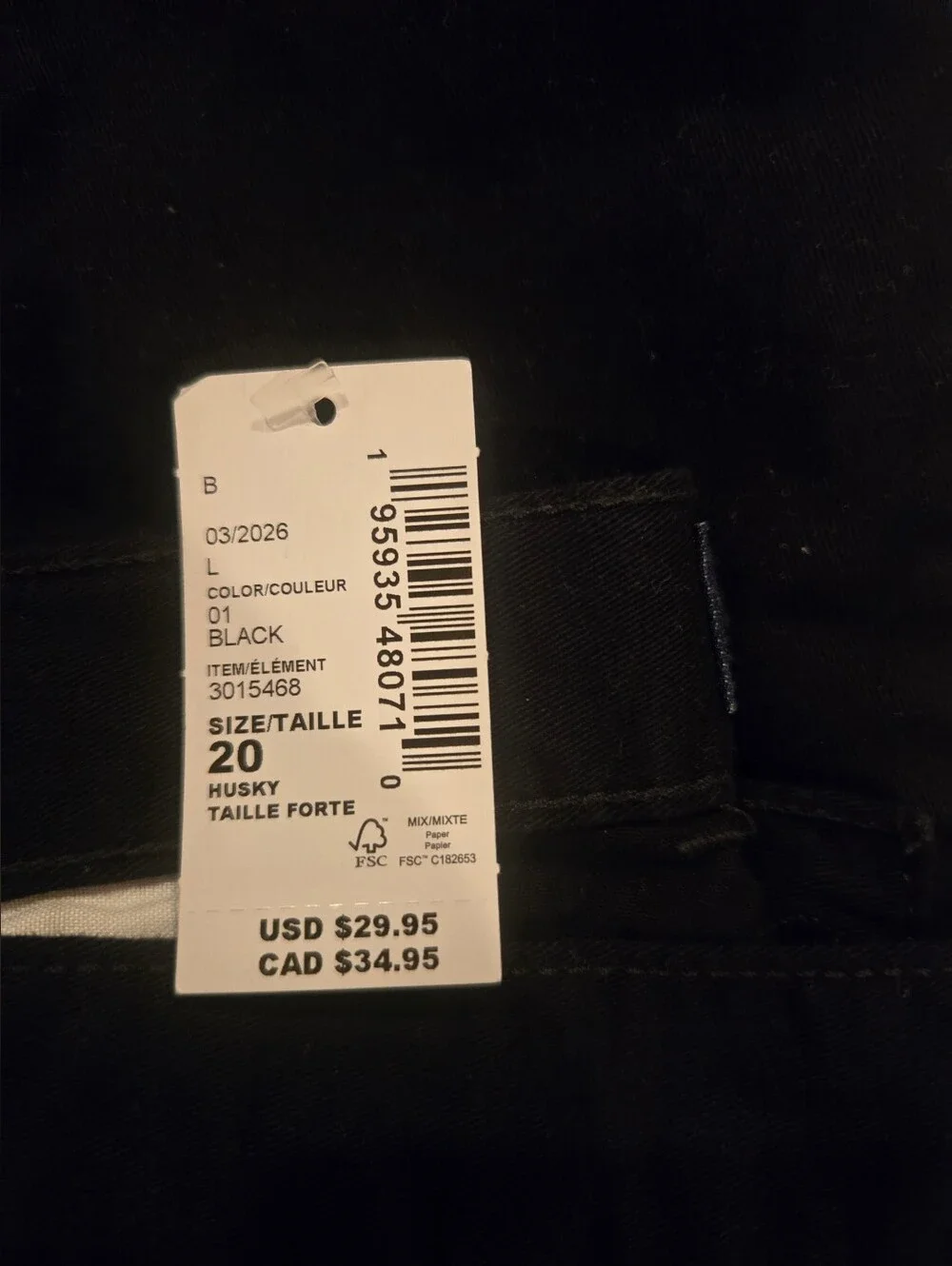 The Children's Place Boys Black Chino Pants 20 Husky